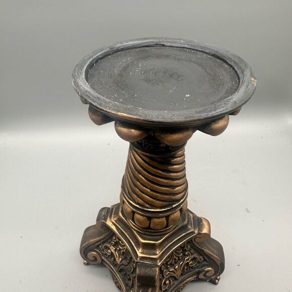 Primitive candlestick with lace dollie, 2 ceramic quail decor - Picture 5 of 15